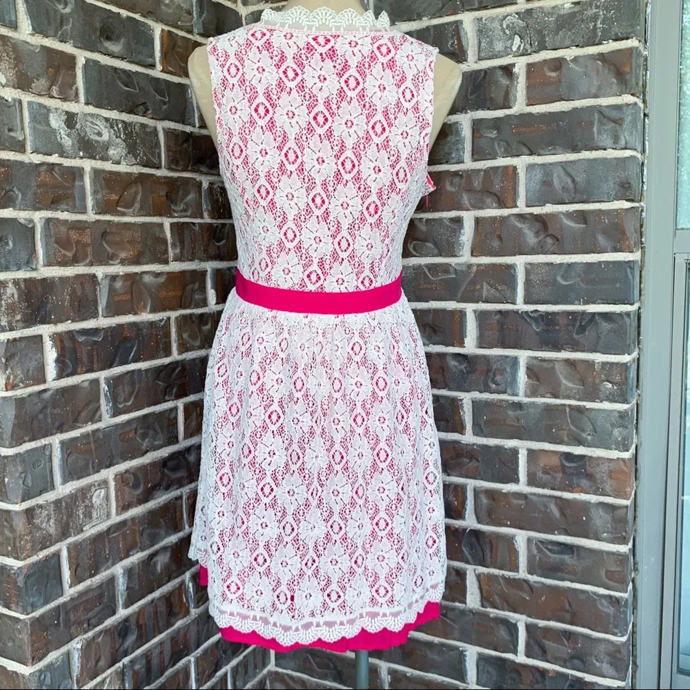 Dress Hot Pink & White Lace Altar'd State - M - Picture 2 of 4